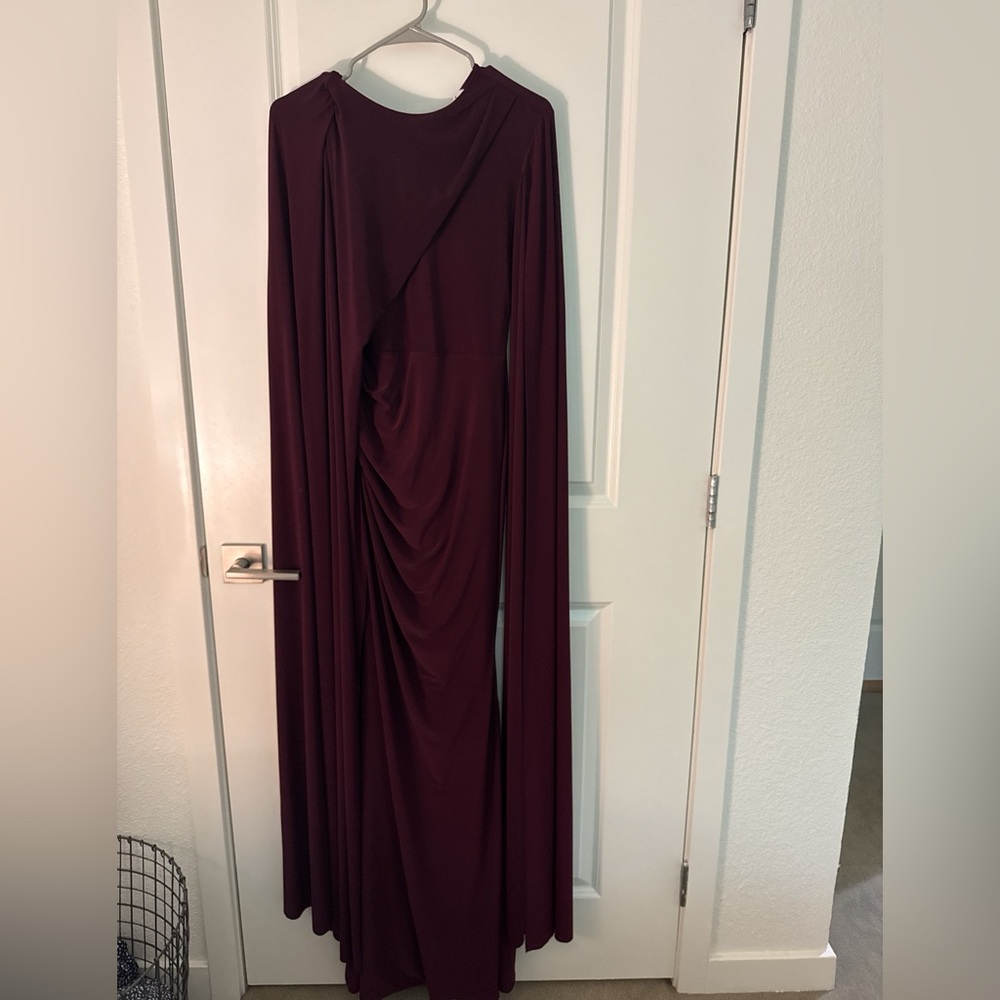 Club L London Burgundy Long Sleeve Draped Maxi Dress